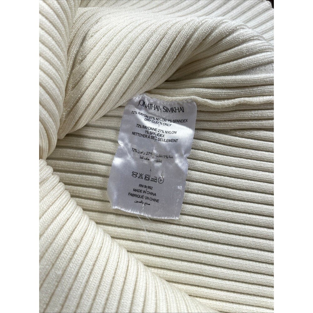Jonathan Simkhai Liezel Rib Tank Top  Scoop Neck Ivory  Color Size L - Picture 6 of 7
